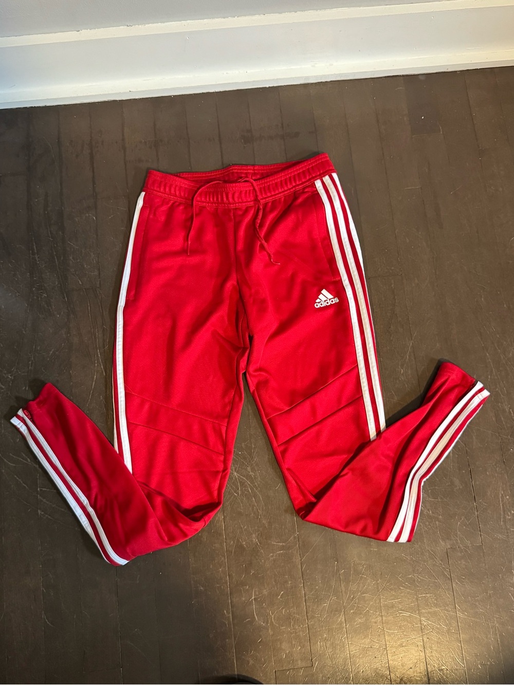 Adidas Women Red Track Pants with Signature 3-Stripes